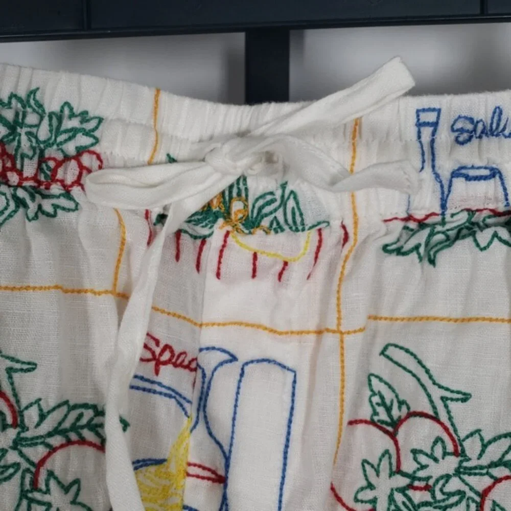 Magaschoni Appetito Embroidered Linen Shorts & Top Set S/P NWT‎ Matching Outfit